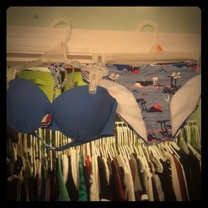 Blue and stripped beach themed bikini